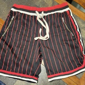 BASCOM PROJECTS 1993-XXV‎ Basketball Shorts Men L Magic Red Pinstripe Mesh